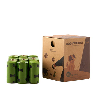 eco-friendly, biodegradable, dog poop bags, 270 count, 18 pack of 15, green1