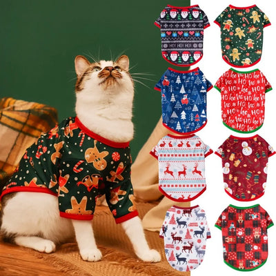 Pet Dog Christmas Shirt Clothes Xmas Vest Soft Shirts Holiday Apparel Printed Costume