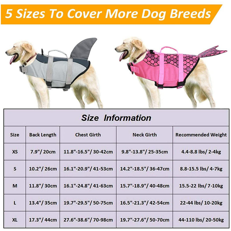 Swimsuit with Rescue Handle Dog Swimwear, Mermaid Shark