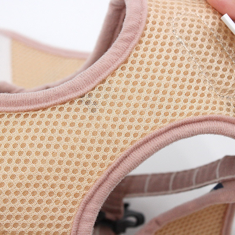 Plaid Summer Mesh Pet Harness and Leash Set