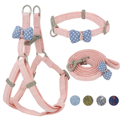 adjustable soft cute bow dog harness
