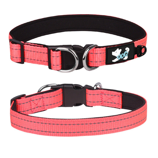 adjustable reflective nylon dog collar with neoprene padding18