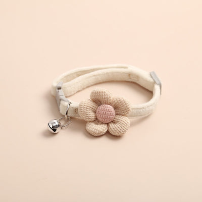 cute knitting flower bell collar, adjustable cat necklace1