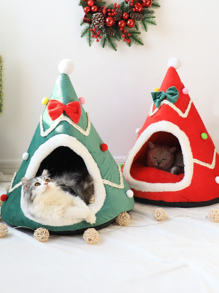 YOKEE Christmas Cozy Nesk Bed Cat House
