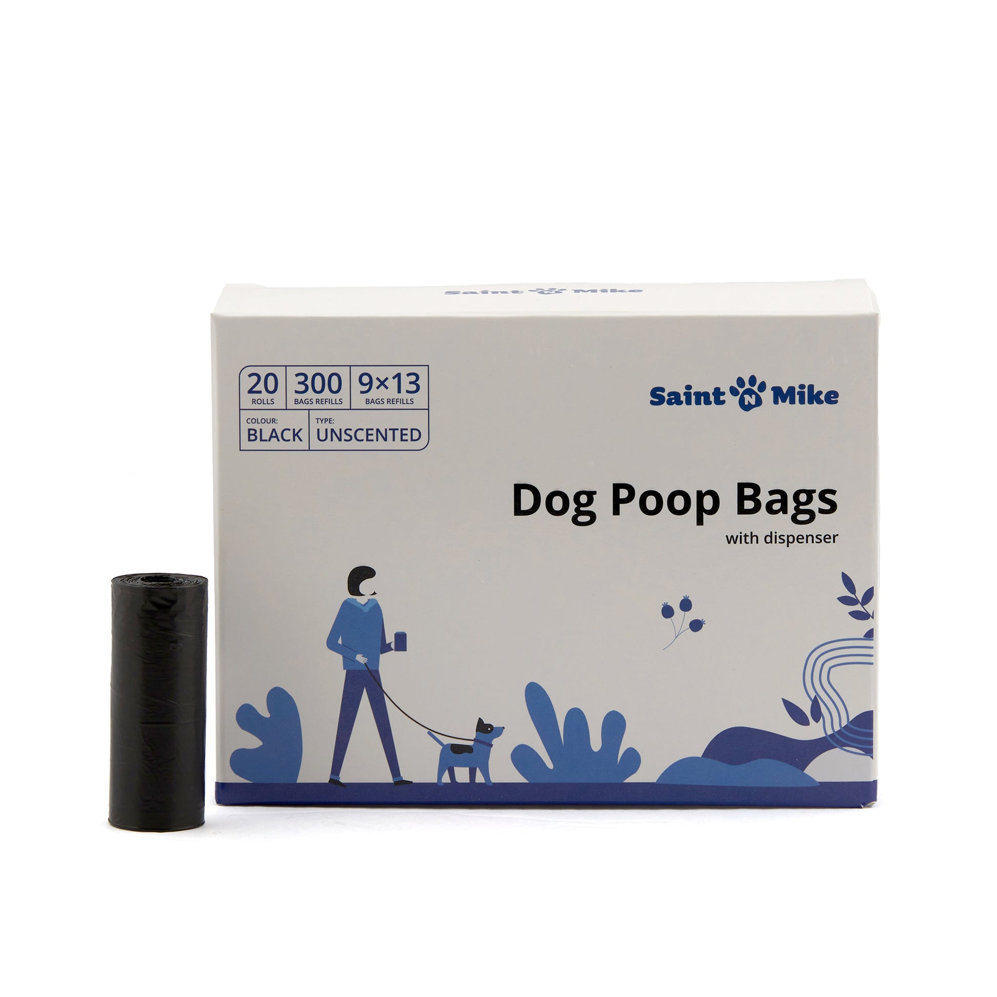 essentials dog poop bags with waste bag dispenser, 300 count, 20 pack of 15, black6