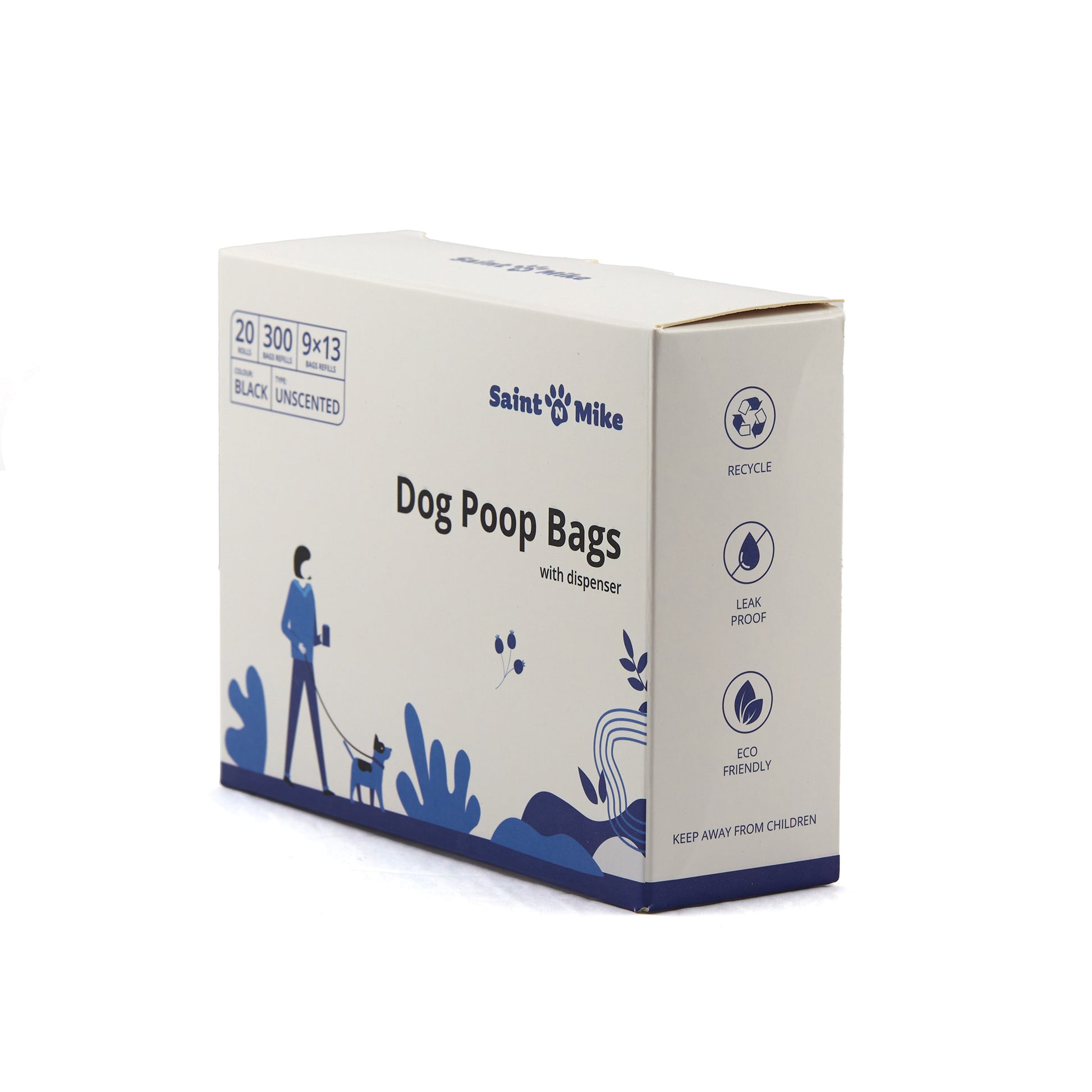 essentials dog poop bags with waste bag dispenser, 300 count, 20 pack of 15, black16