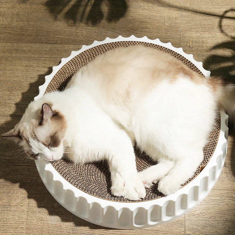 Round Cat Scratcher Pad Grinding Claws Cardboard Corrugated Paper Kitten Scrapers