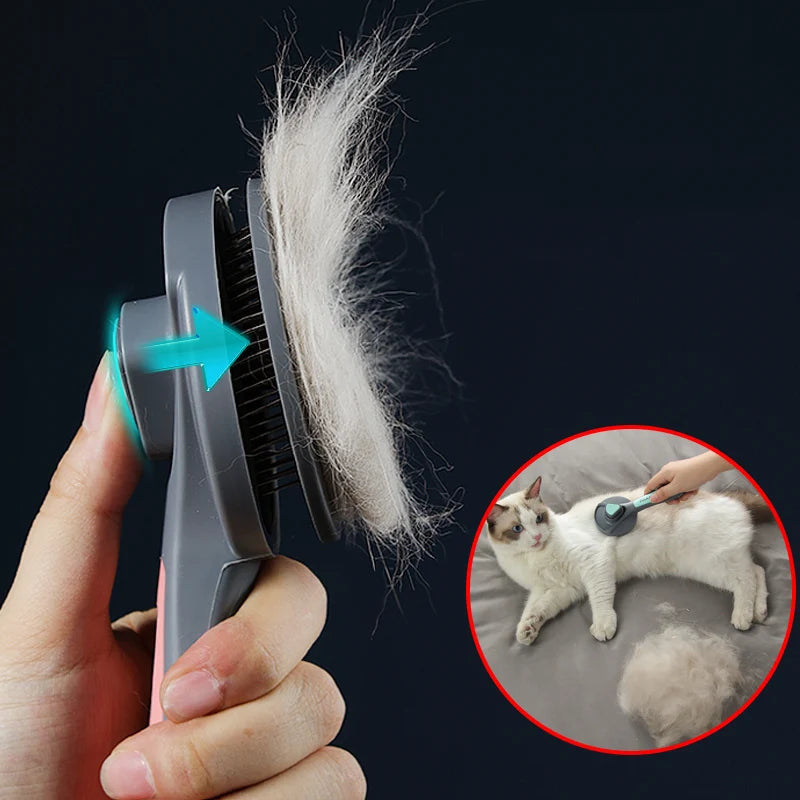 cat comb dog hair remover brush pet grooming slicker needle comb removes tangled self cleaning2