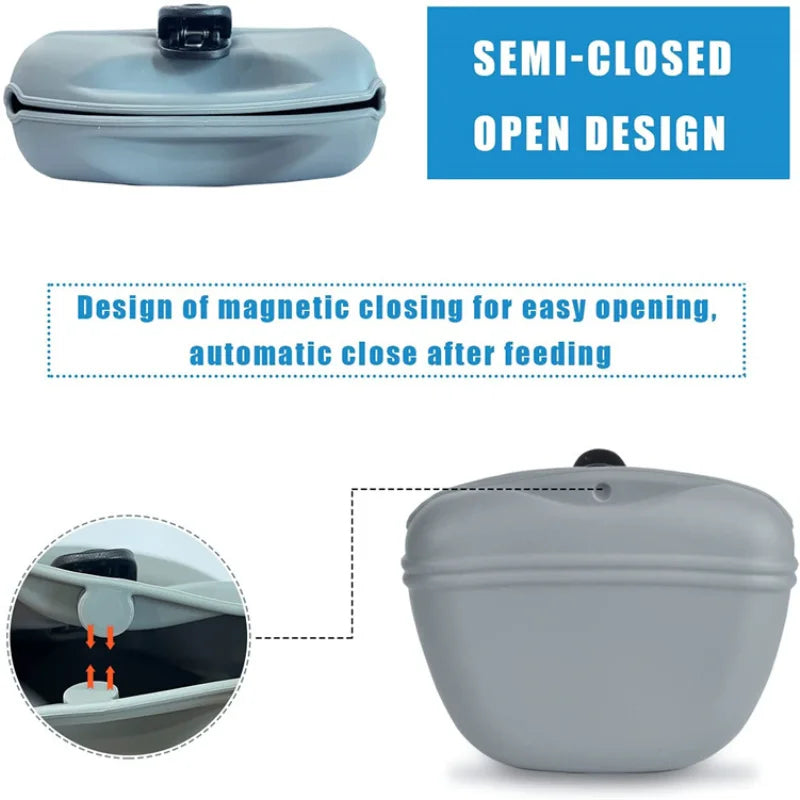 Silicone Dog Treat Bag Pet Portable Dog Training Waist Outdoor Feeder Puppy Snack Pouch Food Reward Storage Bag