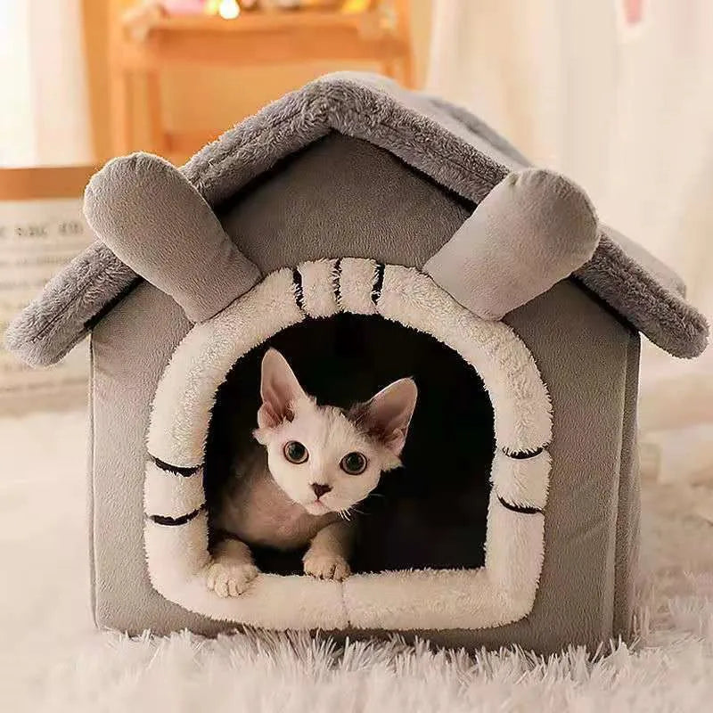 enclosed winter warm cat bed house four seasons6