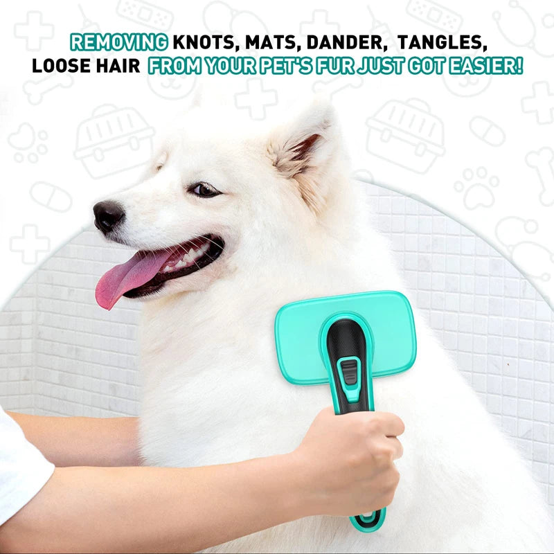 Self Cleaning Slicker Dog Brush Comfortable Massage Particle Pet Grooming Comb Remove Shedding Fur Mats Tangled Hair