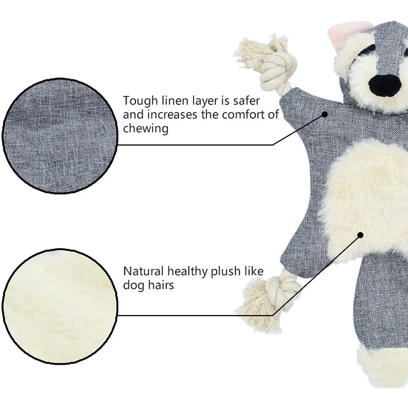 durable stuffless plush dog chew toys puppy pet toys interactive for small medium large dog rope knots squeaky5