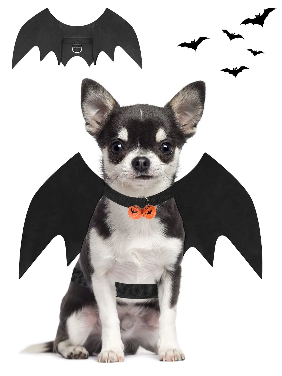 halloween bat wings funny cat dog cosplay costume with pumpkin bells
