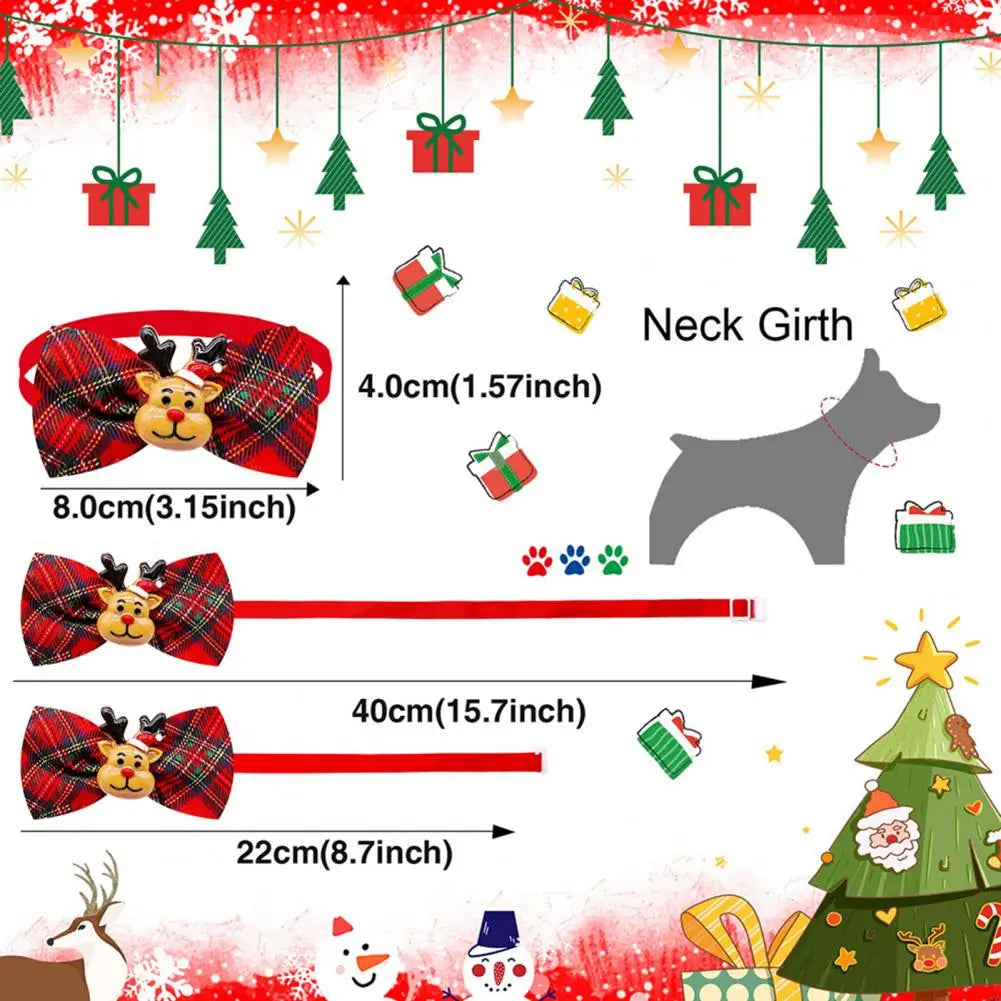 dog christmas bow tie santa claus snowflake snowman bell deer bow-knot xmas themed dog cat collar5