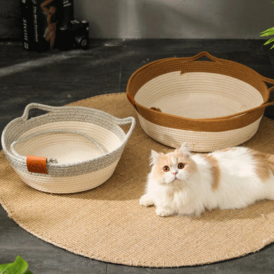 cat bed pet nest pure manual rattan woven scratch board removable washable winter warm pad all-season1