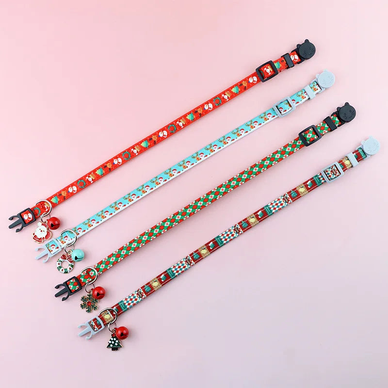 adjustable christmas cat collar with bells and bows small pendant decoration to prevent getting lost2