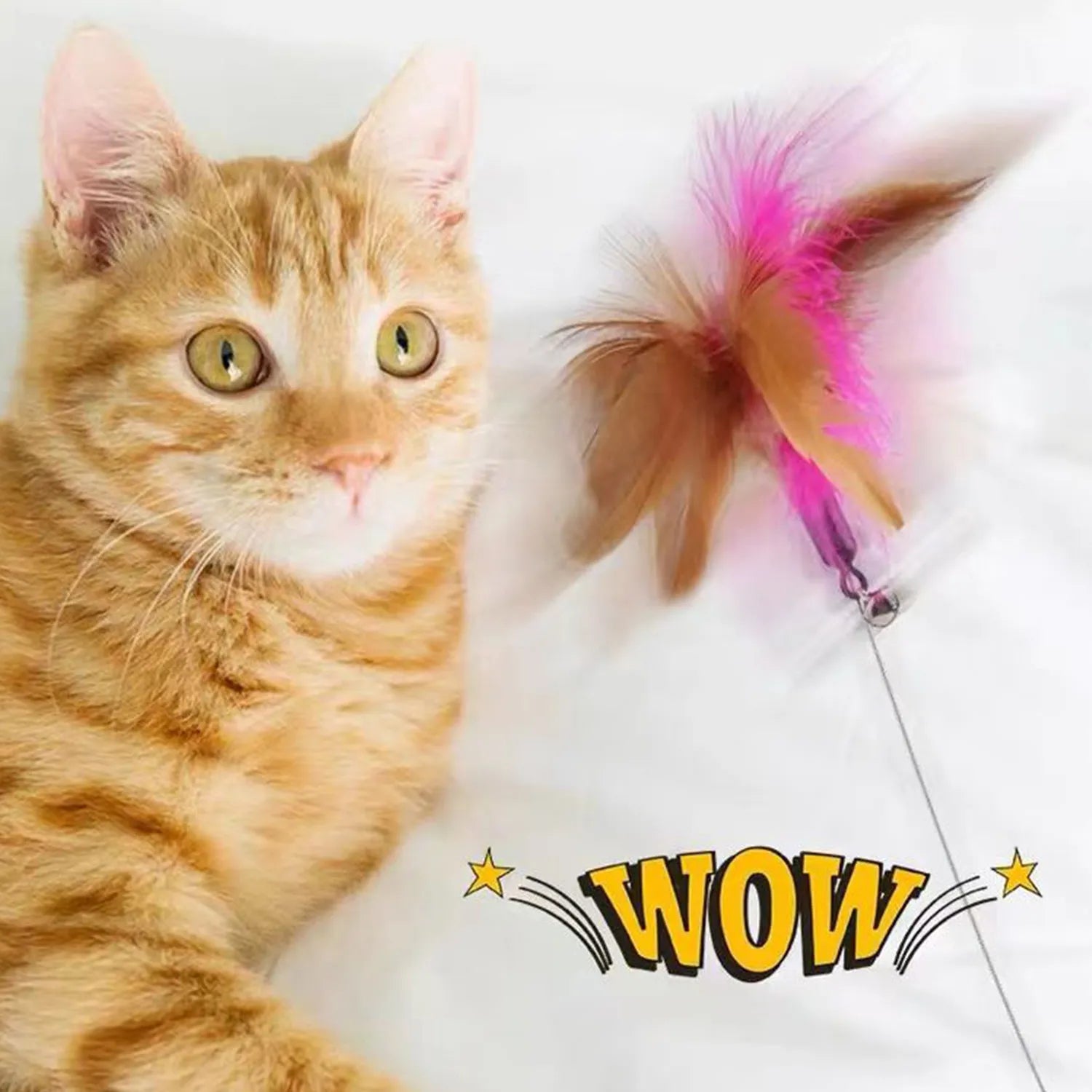funny cat toy foldable fluffy feather sucker cat stick toy play interactive detachable2