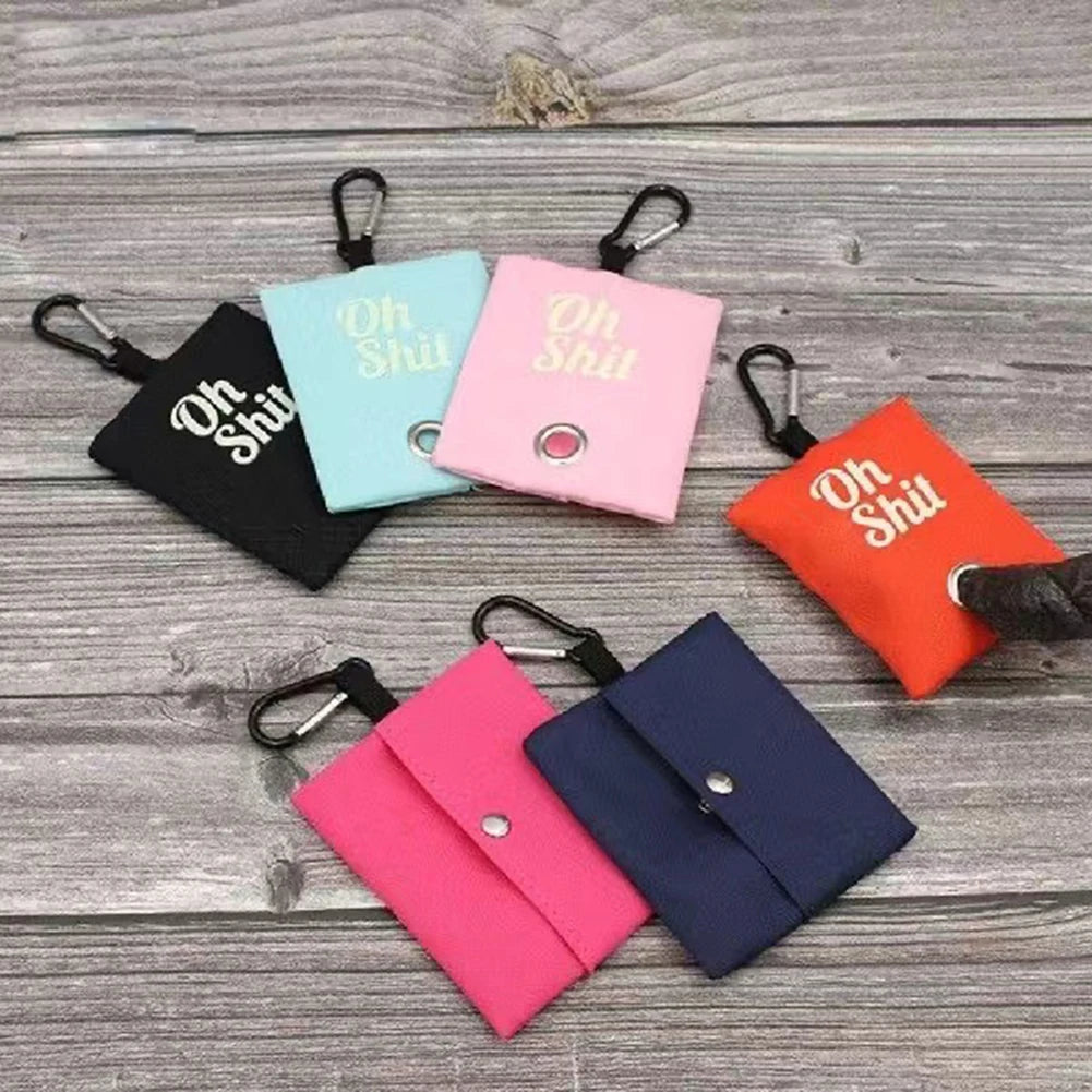 hanging dog poop bag holder with metal buckle waste bag container packet poop pick up organizer1