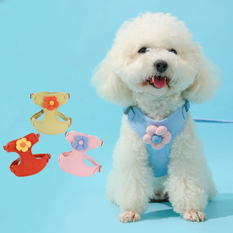 dog cat harness vest chest rope set breathable adjustable pet harness for small medium dogs outdoor walking1