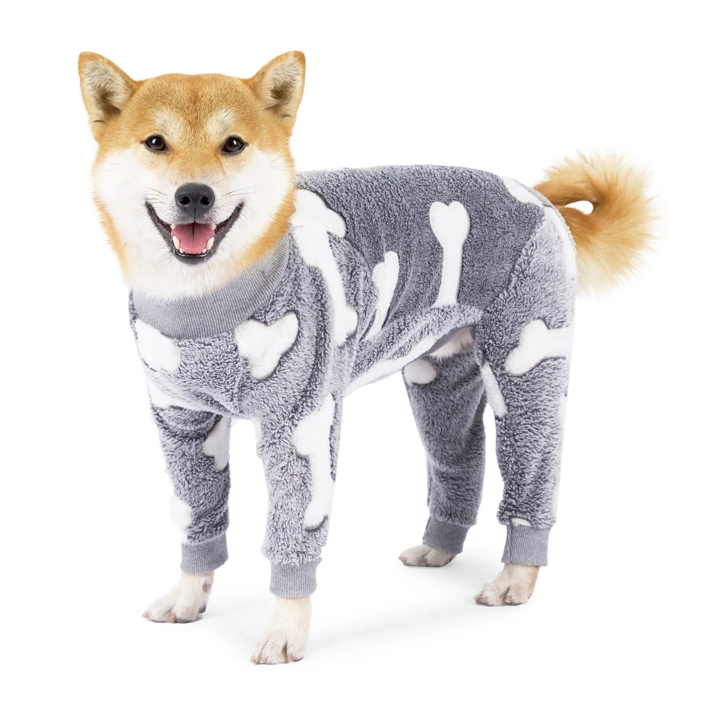 flannel dog pajamas jumpsuit for medium large dogs bone moon pattern warm jumpsuits coat