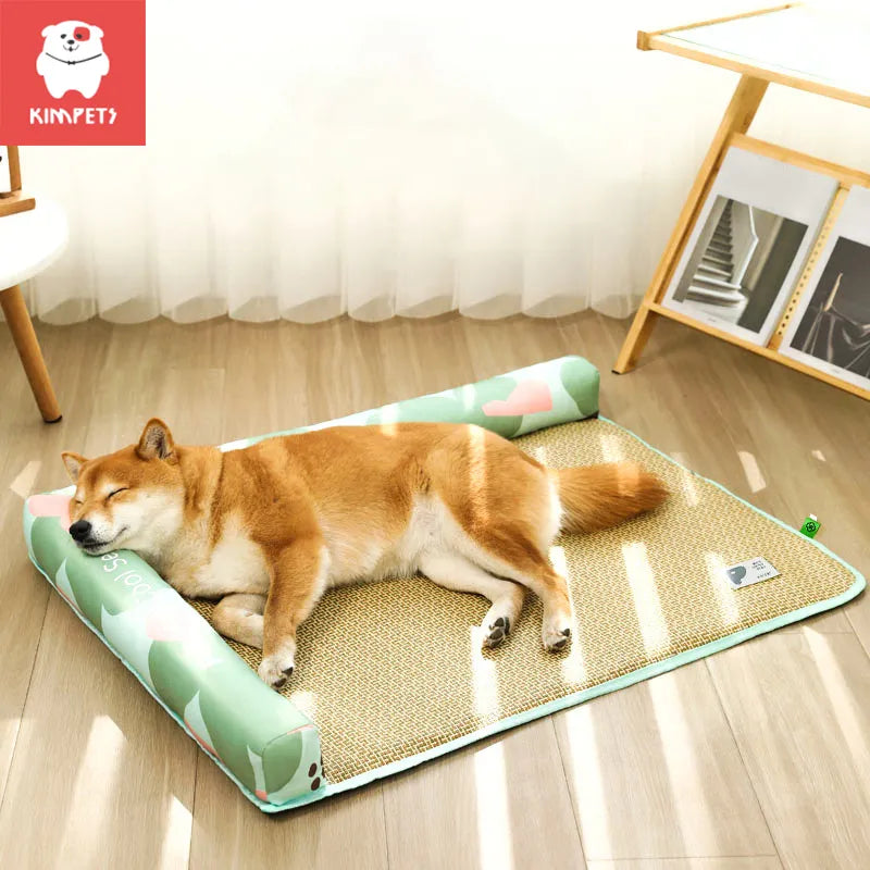 Summer Dog Ice Mat Cooling Washable Rattan Woven Cat Cushion Breathable Pet Nest Ice Feeling Sleep Cushion