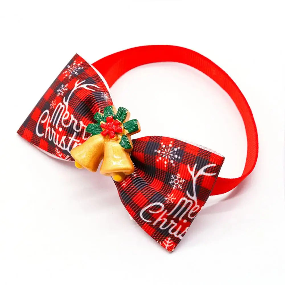 dog christmas bow tie santa claus snowflake snowman bell deer bow-knot xmas themed dog cat collar3