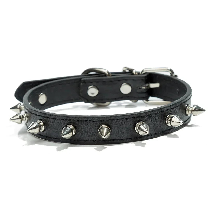 leather dog cat collar spiked studded puppy pet necklace for small medium large dogs5