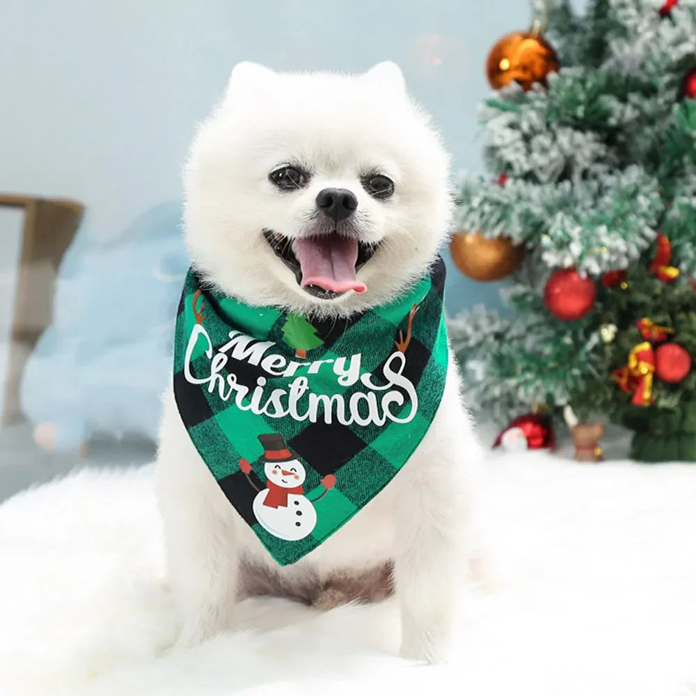 Dog triangle Christmas Bandanas Classic Xmas Thanksgiving Pet Scarf Bibs