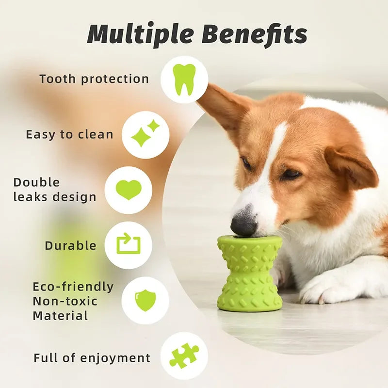 food dispensing dog toys for aggressive chewers nontoxic natural rubber treat leaking pet toys puppy bone play game2