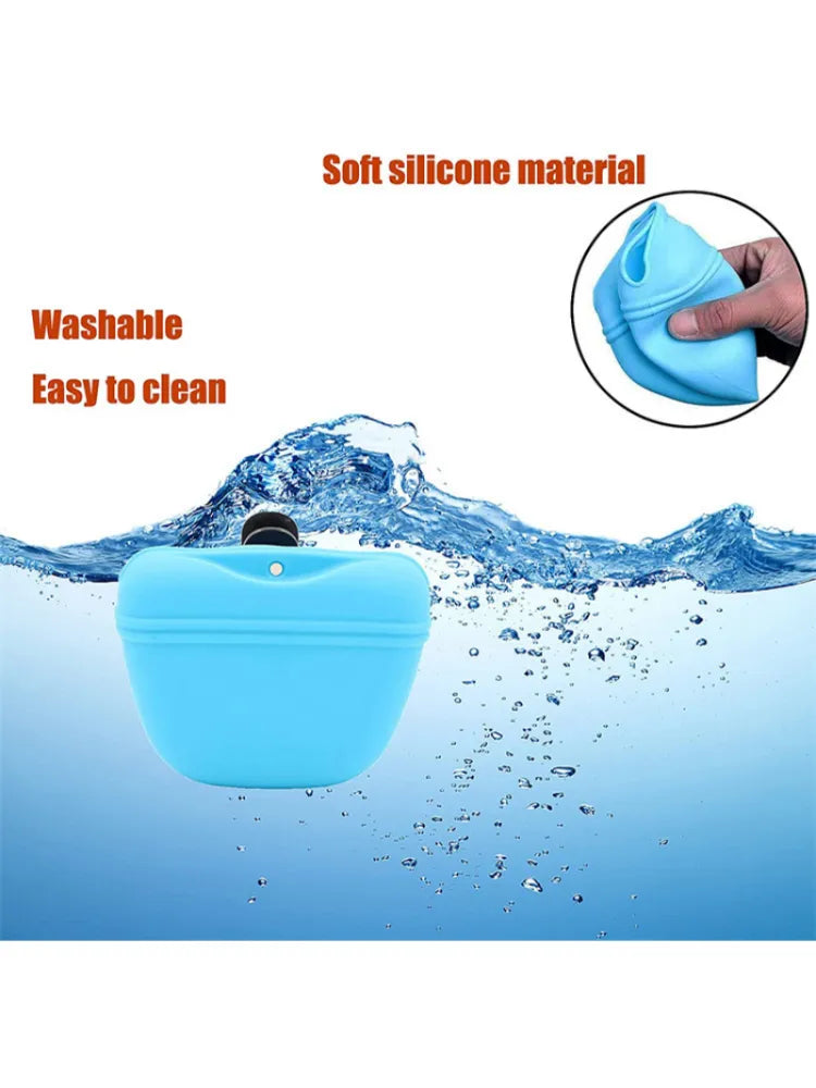 Silicone Dog Treat Bag Pet Portable Dog Training Waist Outdoor Feeder Puppy Snack Pouch Food Reward Storage Bag