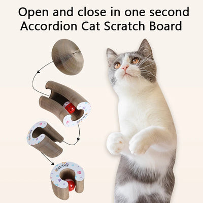 Accordion Cat Scratching Board with Sounding Bell