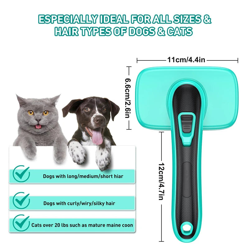 Self Cleaning Slicker Dog Brush Comfortable Massage Particle Pet Grooming Comb Remove Shedding Fur Mats Tangled Hair