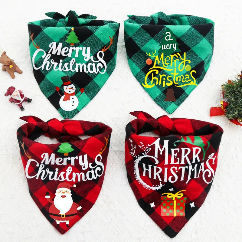Dog triangle Christmas Bandanas Classic Xmas Thanksgiving Pet Scarf Bibs