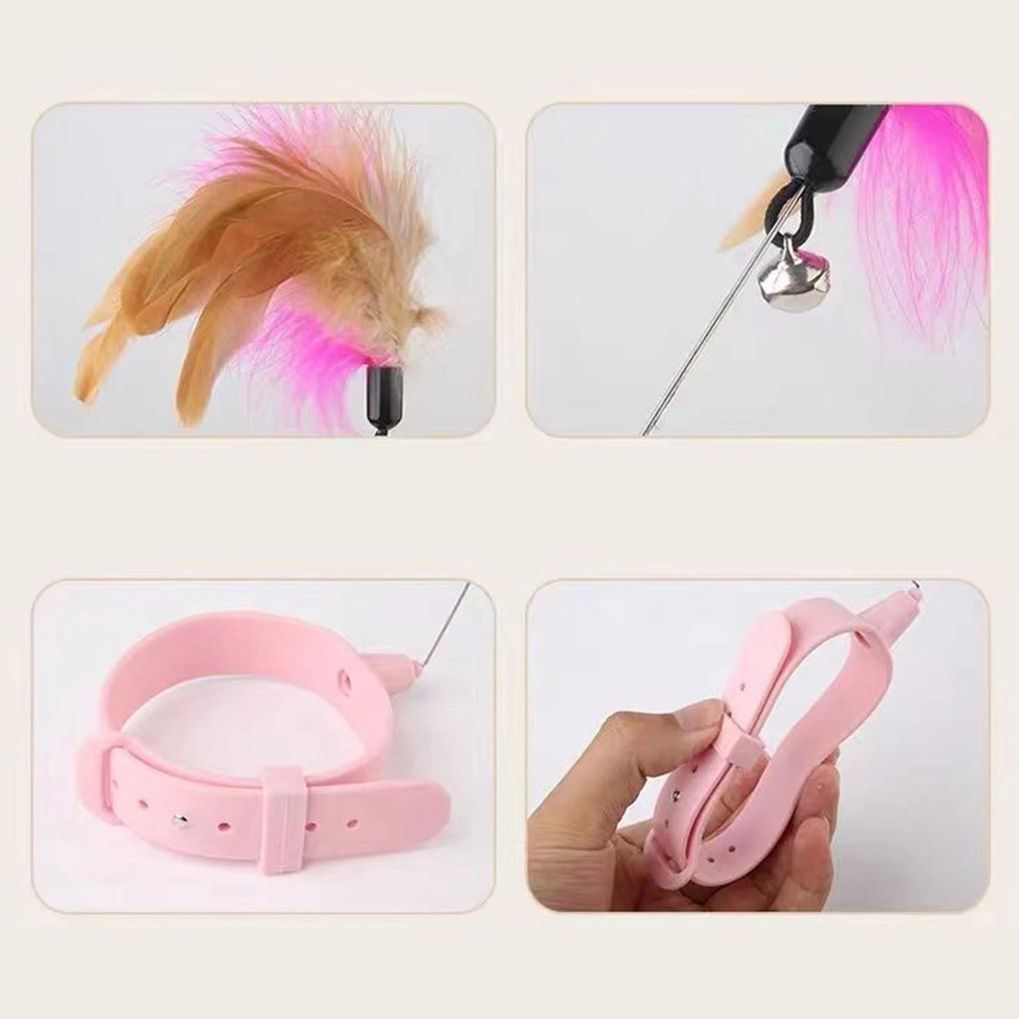funny cat toy foldable fluffy feather sucker cat stick toy play interactive detachable5