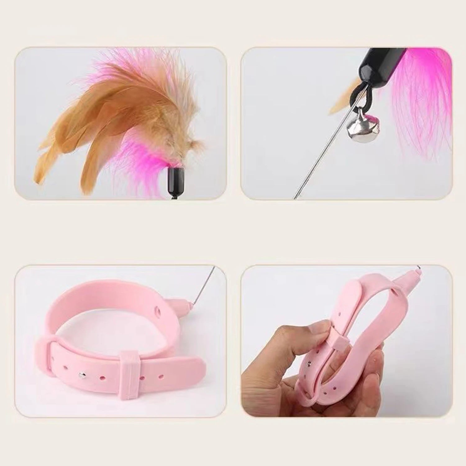 funny cat toy foldable fluffy feather sucker cat stick toy play interactive detachable5