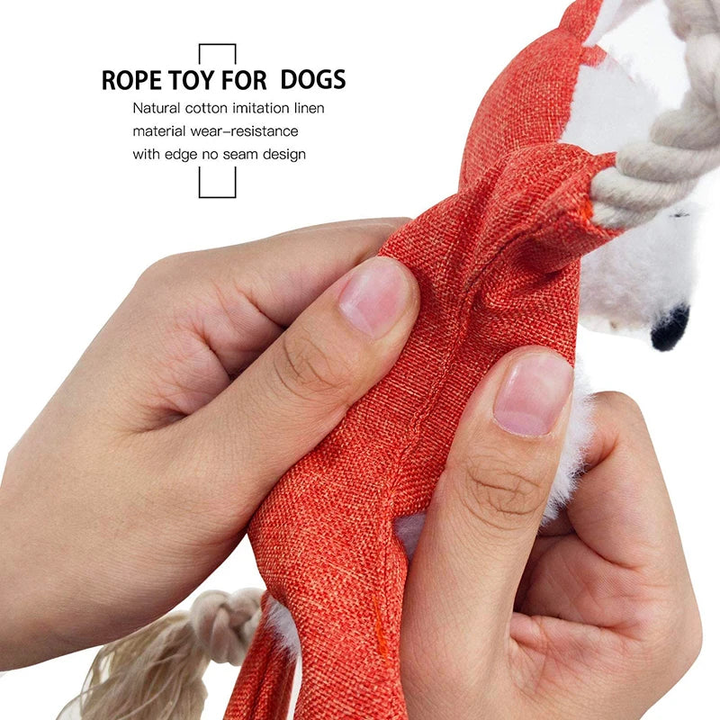 durable stuffless plush dog chew toys puppy pet toys interactive for small medium large dog rope knots squeaky4