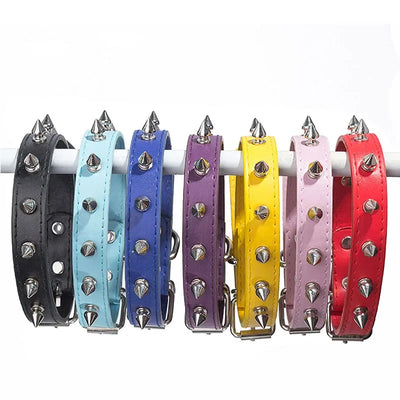 leather dog cat collar spiked studded puppy pet necklace for small medium large dogs