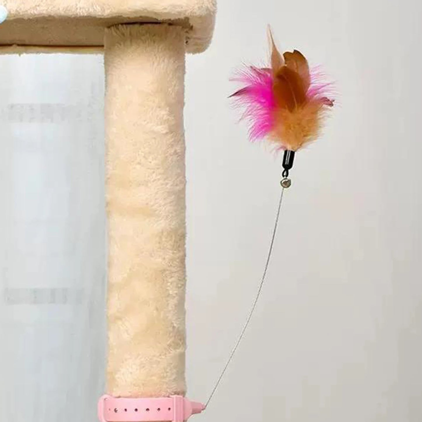 funny cat toy foldable fluffy feather sucker cat stick toy play interactive detachable4