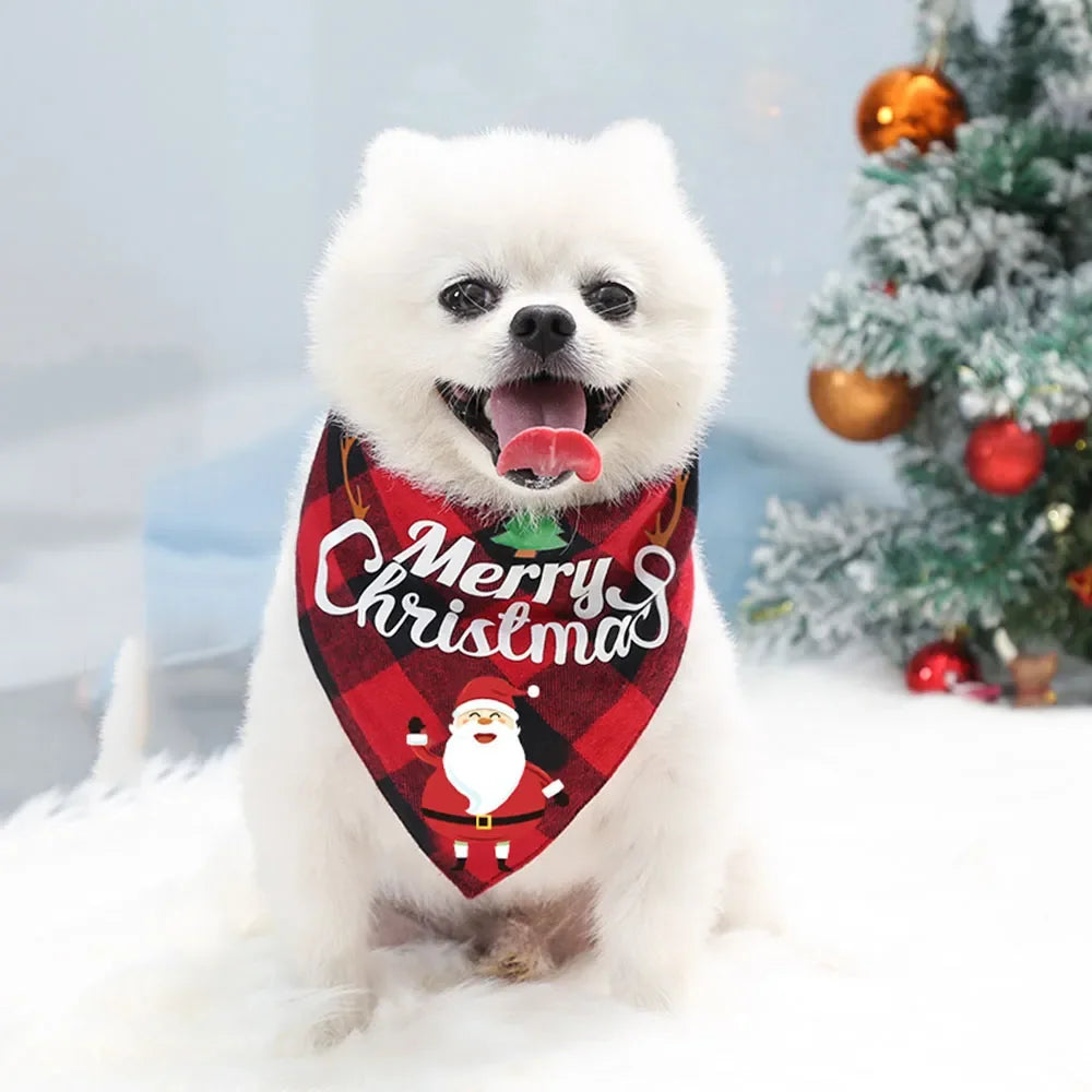 Dog triangle Christmas Bandanas Classic Xmas Thanksgiving Pet Scarf Bibs