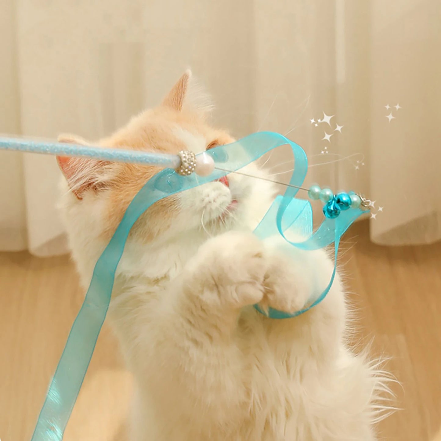 cute pet cat toys fairy funny cat stick feather ribbon bite-resistant funny cat stick with bell toy set cat toy cat dancer wand2