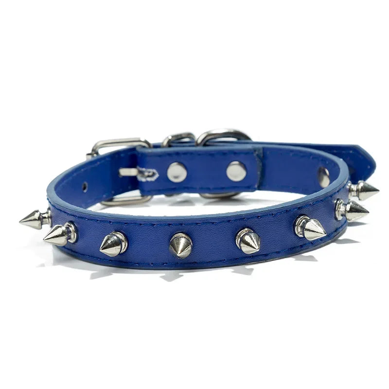 leather dog cat collar spiked studded puppy pet necklace for small medium large dogs4