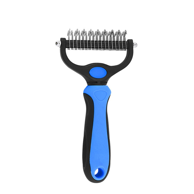Pet Deshedding Brush, Double Sided Shedding and Dematting Undercoat Rake Comb for Dogs and Cats