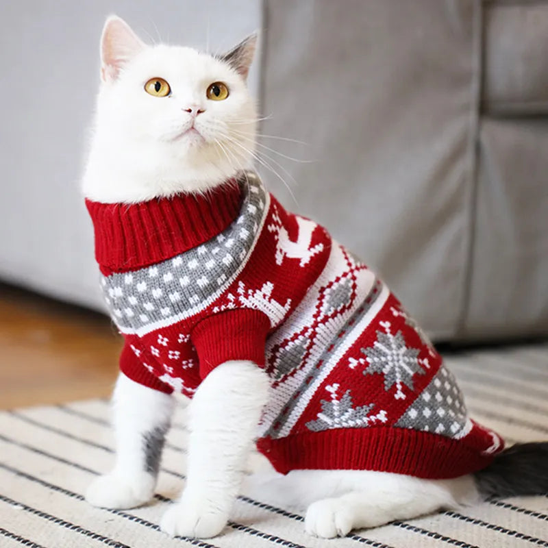 christmas cat dog sweater pullover winter clothes for small dogs