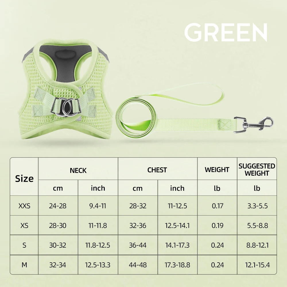 luxury dog cat harness vest chest rope set candy color breathable adjustable pet harness for small dogs outdoor walking5