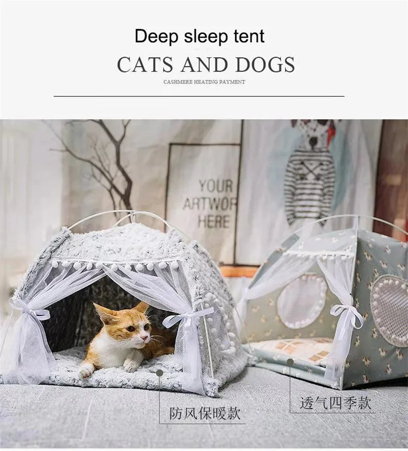 enclosed winter warm cat bed house four seasons5