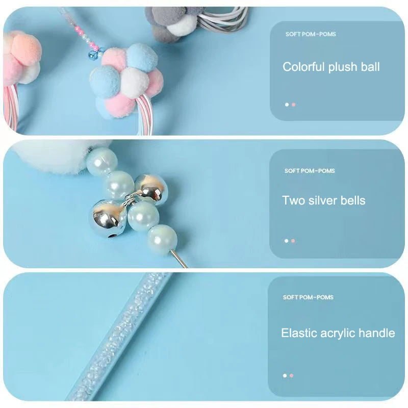 cute pet cat toys fairy funny cat stick feather ribbon bite-resistant funny cat stick with bell toy set cat toy cat dancer wand5