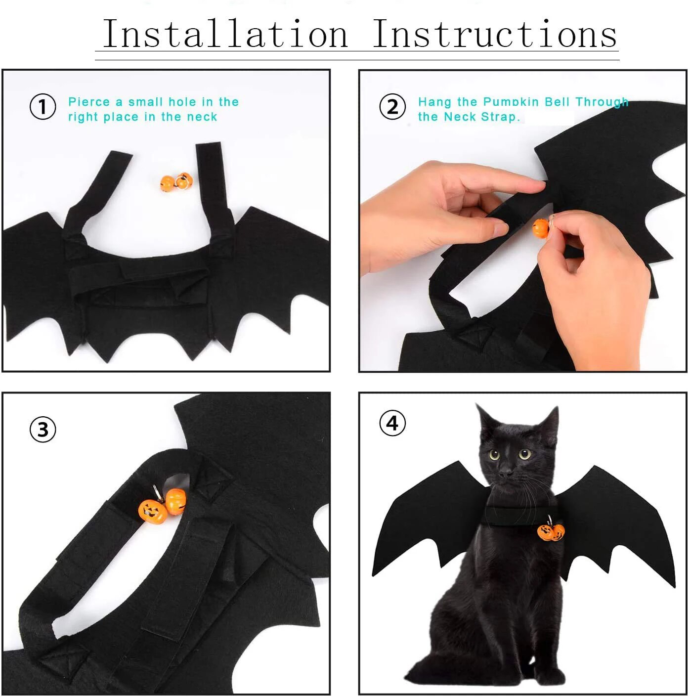halloween bat wings funny cat dog cosplay costume with pumpkin bells2