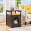 Wooden Cat Litter Box End Table Pet Hidden Furniture, Espresso
