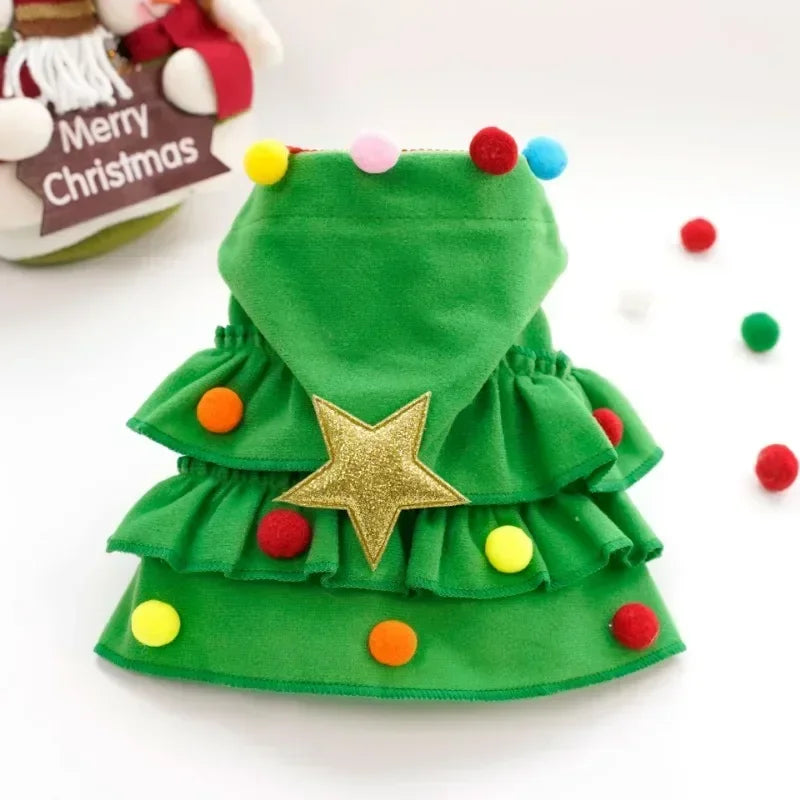 Pet Clothes Christmas Dog Cloak Pet Cape and Shawl Puppy Cosplay Santa Tree Costume