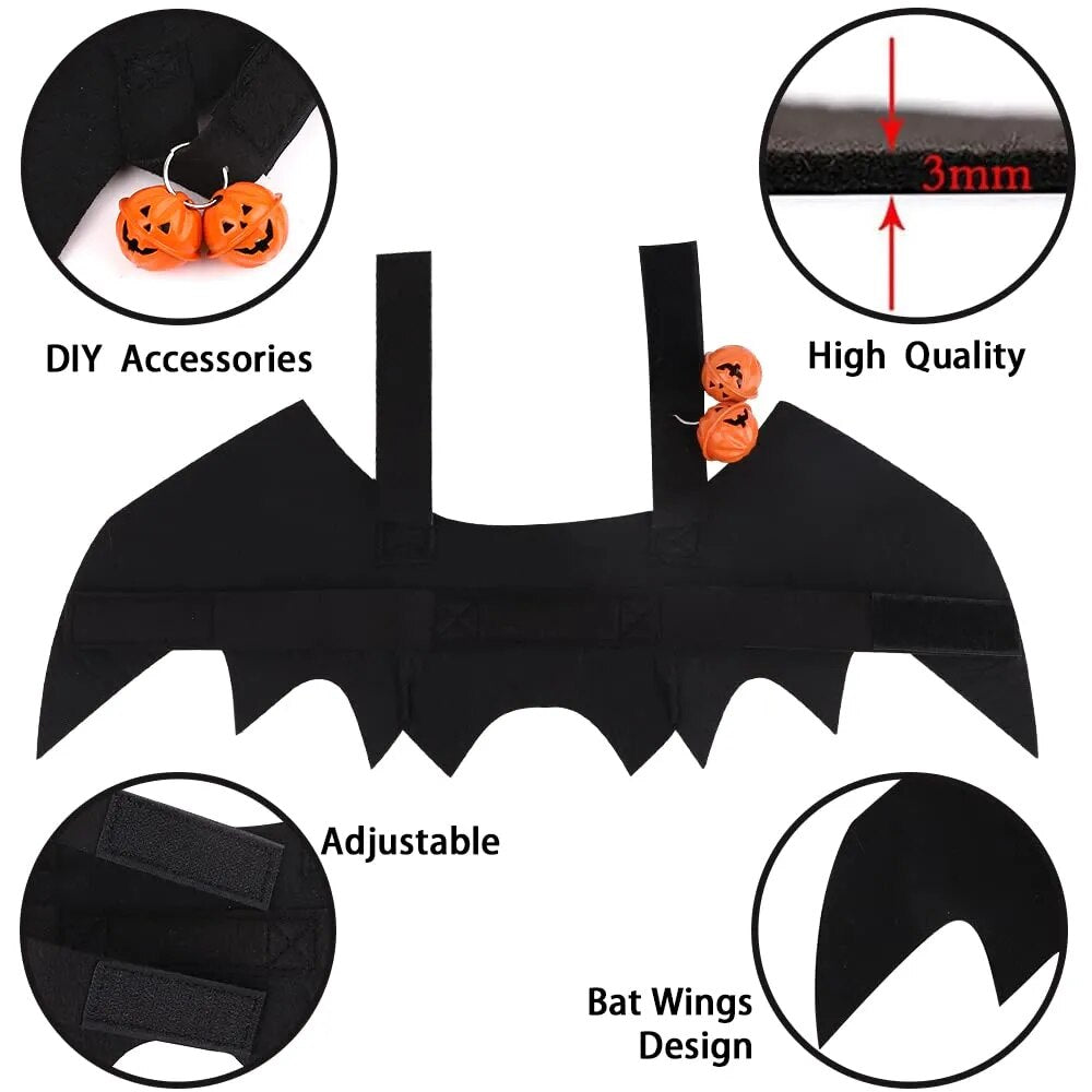 halloween bat wings funny cat dog cosplay costume with pumpkin bells3